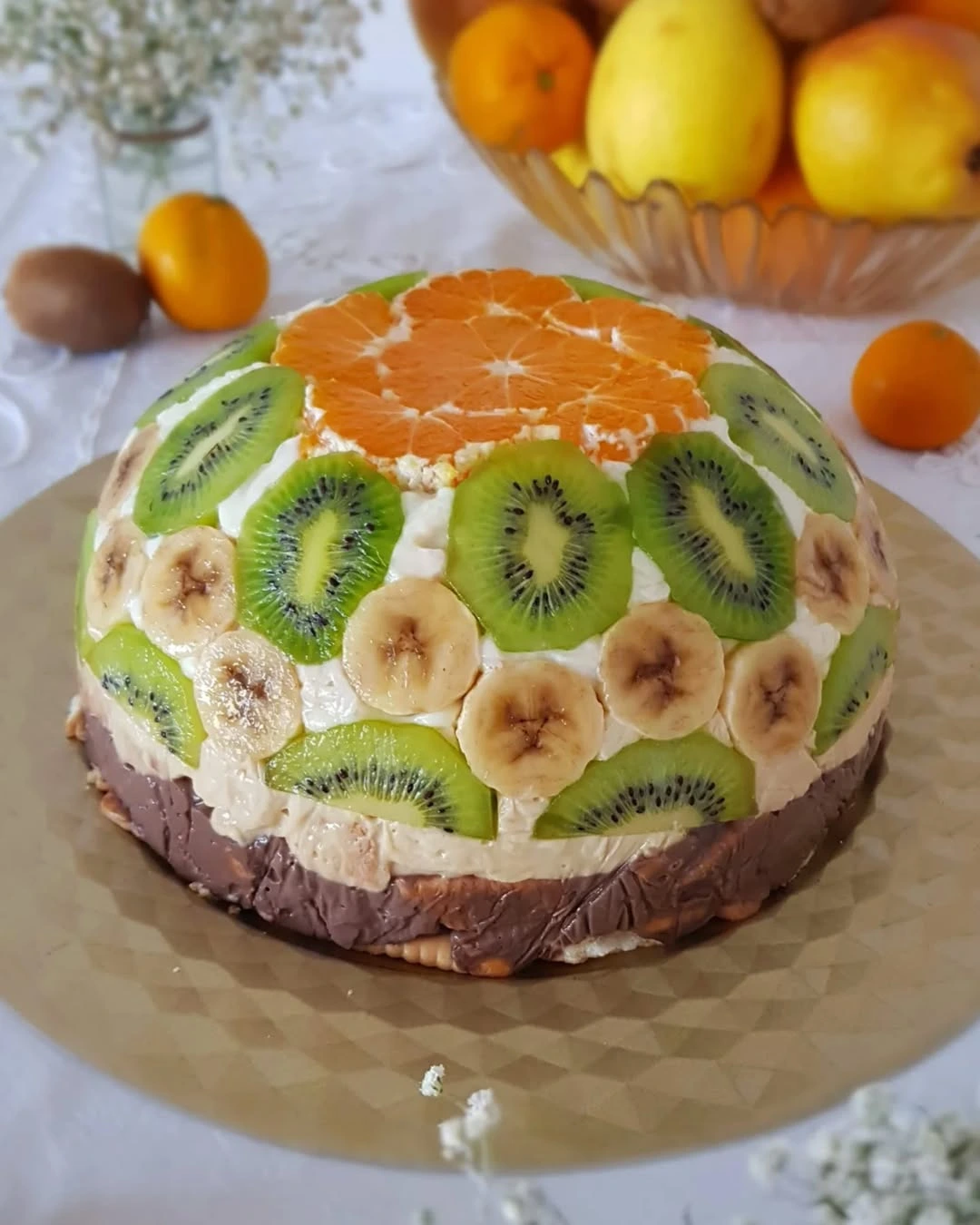 Puding torta bez pečenja s voćem i keksom