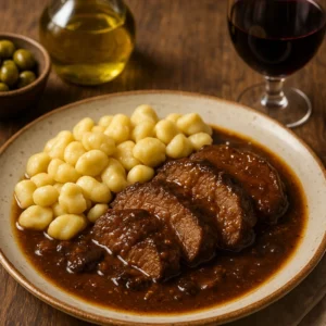 Pašticada recept – tradicionalna dalmatinska pašticada poslužena s domaćim njokima i bogatim umakom