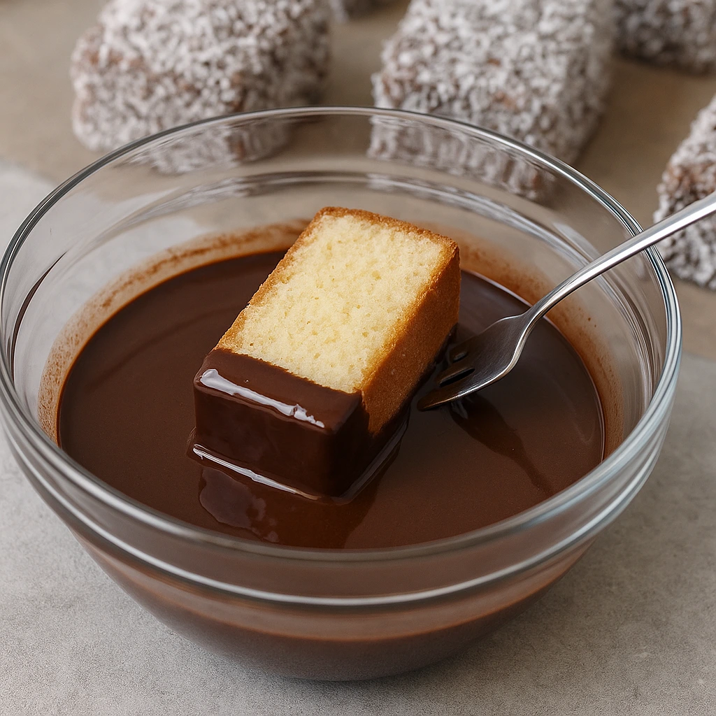 Umakanje biskvita u čokoladni preljev – čupavci recept s kokosom i čokoladom