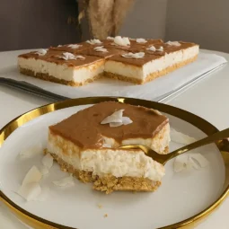 Neodoljive Raffaello kocke s kokosom i kremom na podlozi od keksa – lagani kremasti kolač