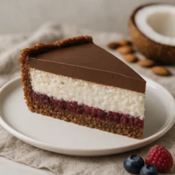 Kriška Bounty torte s kokos kremom, voćnim slojem i čokoladnim preljevom