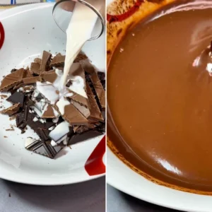 Topljenje tamne i mliječne čokolade uz dodavanje toplog mlijeka u zdjelu