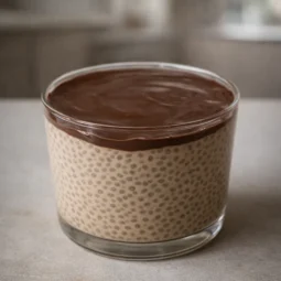 Kafa chia puding s ravnomjerno raspoređenim slojem tamne čokolade