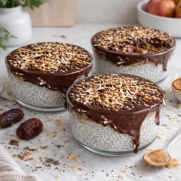 Veganski chia puding u čašama s čokoladnim preljevom