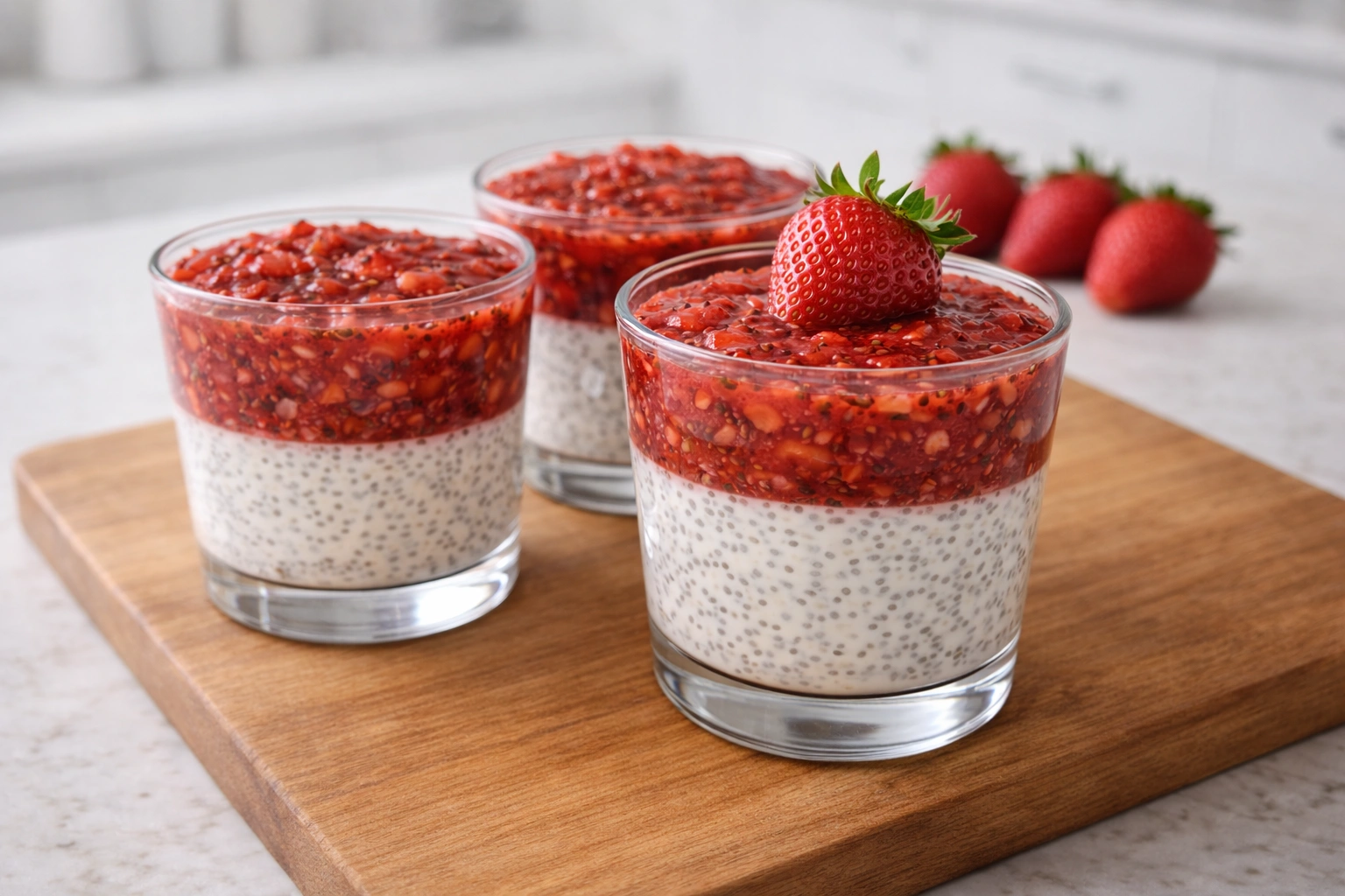 Chia cheesecake sa džemom od jagoda – Fit desert bez pečenja