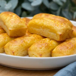 Kukuruzne štanglice s feta sirom izbliza, zlatne i mekane na bijelom tanjuru